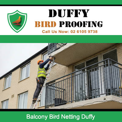 Professional balcony bird netting installation on unit building in Duffy ACT
